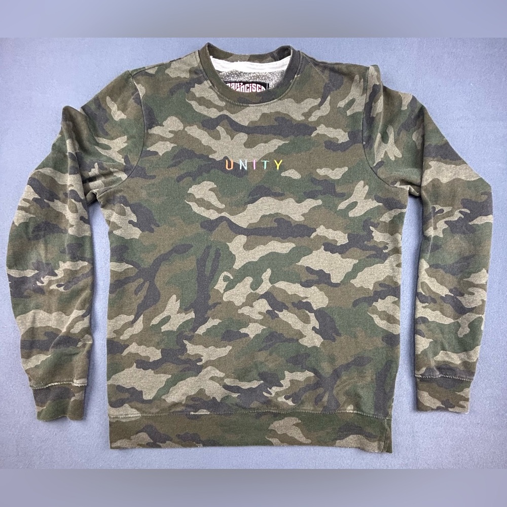 San Francisco Work Shirts Mens Camo, Unity Crewneck Sweatshirt Size Medium